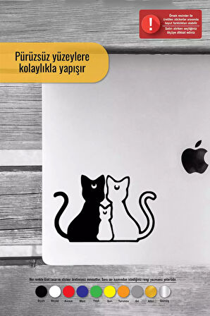 Kedi Ailesi Sticker Oto Motor Laptop Duvar Folyo Sticker 15 X 9 Cm