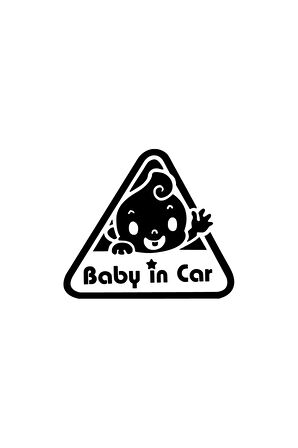 Baby in Car Üçgen Oto Sticker Siyah 15 x 13 cm