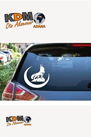 Hilal İçinde Bozkurt Sticker (Oto-Motor-Laptop-Duvar-Dekor) 10 x 10 cm