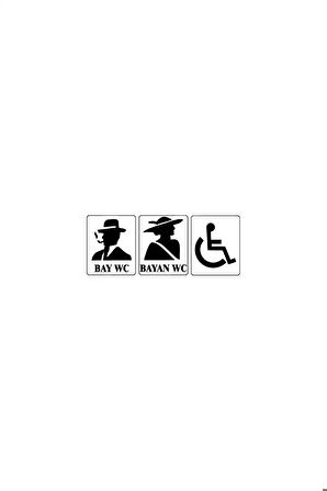 Bay  Engelli WC Logosu Oto Sticker Siyah 30 x 12 cm