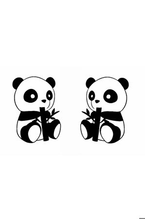 Panda Oto Motor Laptop Duvar Folyo Sticker 20 x 10