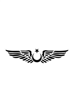 Kanatlı Ay Yıldız Sticker (Oto-Motor-Laptop-Duvar-Dekor) 20 x 4 cm