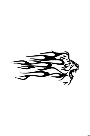 Alevli Aslan Kafası Oto Sticker Siyah 25 x 12 cm