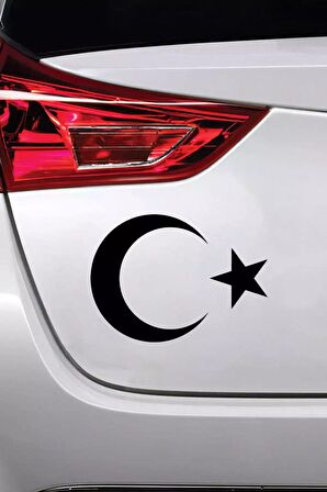 Ay Yıldız Sticker Oto Motor Laptop Duvar Folyo Sticker 60 X 42 Cm