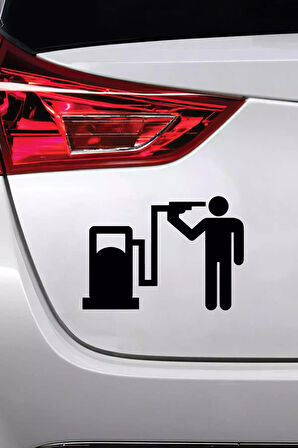 Benzin Pompası Kafaya Sticker Oto Motor Laptop Duvar Folyo Sticker 90 x 90 cm