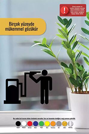 Benzin Pompası Kafaya Sticker Oto Motor Laptop Duvar Folyo Sticker 90 x 90 cm
