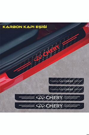 Chery TaMomelita-im İçin Uyumlu Aksesuar Oto Kapı Eşiği Sticker Karbon 4 Adet