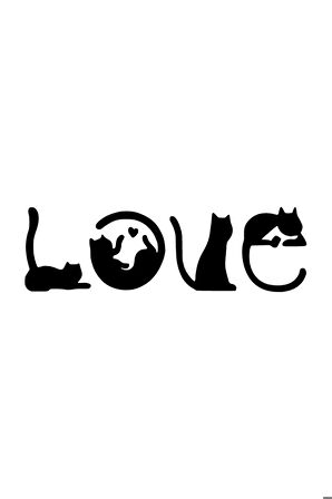 Special| Kediler Ve Love araç oto sticker-çıkartması */*.-*Siyah 25 x 7 cm