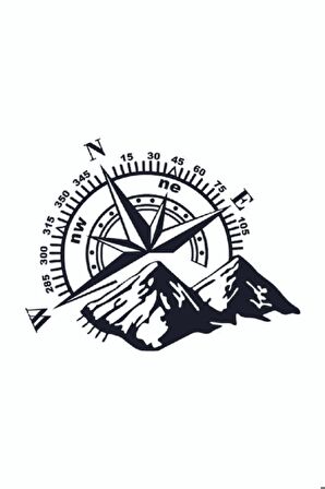 Pusula Dağ Off Road Oto Motor Laptop Duvar Folyo Sticker 50 X 35 Cm