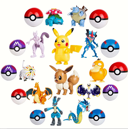 Pokemon Orijinal Lisanslı Elf Topu 12'li Süper Set - Kutusuz