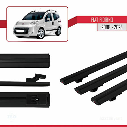Fiat Fiorino 3 2008 ve Sonrası ile Uyumlu BASIC Model Ara Atkı Tavan Barı Siyah 3 Adet