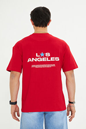 Los Angeles Baskı %100 Pamuk Oversize Erkek Tişört