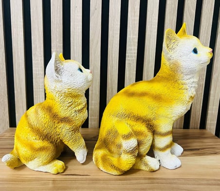 MYK Hediye ve Sanat Atölyesi El Yapımı 2'li Kedi Biblo Seti Sarı Dekoratif Ürün