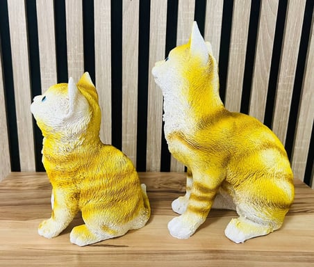 MYK Hediye ve Sanat Atölyesi El Yapımı 2'li Kedi Biblo Seti Sarı Dekoratif Ürün