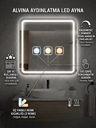 DOKUNMATİK LEDLİ MAKYAJ AYNASI KORİDOR MUTFAK HOLL ANTRE