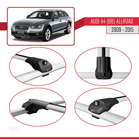 A4 (B8) Allroad 2009-2015 Arası ile Uyumlu ACE-1 Ara Atkı Tavan Barı Gri 2 Adet