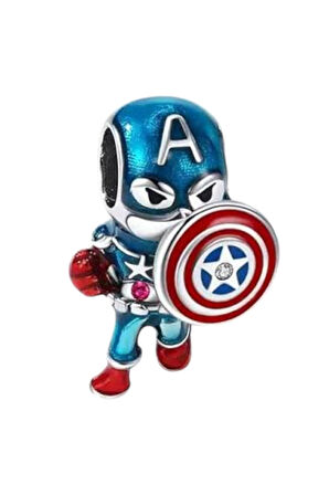 Marvel Kaptan Amerika (Captain America) Charm | 925 Ayar Gümüş