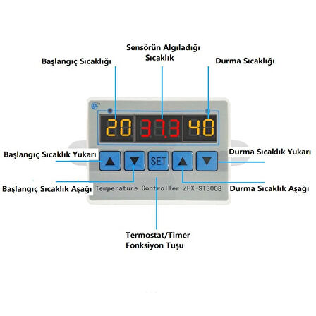 YATE10 ST3008 220V 10A Termostat/ Timer Kontrolörü