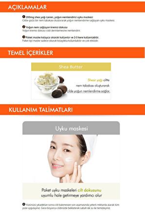 Besleyici Nemlendirici Shea Yağı Özlü Uyku Maskesi 10ml Pure Source Pocket Pack Shea Butter
