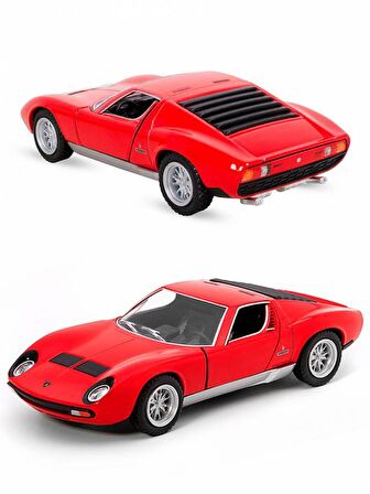 Kinsmart 1971 Lmaborghini Miura Diecast Çek Bırak Metal Araba Kırmızı