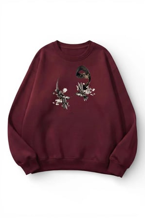 Unisex Yumuşak Dokulu Tasavvuf Baskılı Tasarım Oversize 3 İplik Bisiklet Yaka Sweatshirt