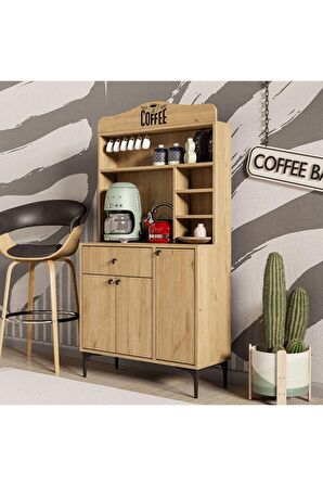 Mezza 5222 SIESTA 90 CM KAHVE KÖŞESİ ÇOK AMAÇLI DOLAP 3 KAPAKLI 1 ÇEKMECELİ KİLER MUTFAK DOLABI SEPET