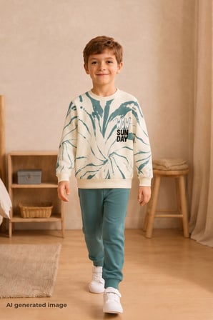 Erkek Çocuk Batik Desenli Okul Günlük Eşofman Takımı ESF7037