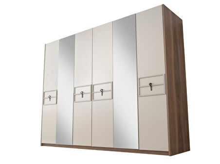 Ay Işığı 6 Kapaklı Aynalı Elbise Dolabı Gardrop 237x60x214 