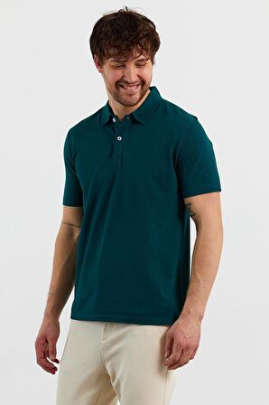 Erkek Basic Polo Yaka Tişört (Regular Fit) Yeşil