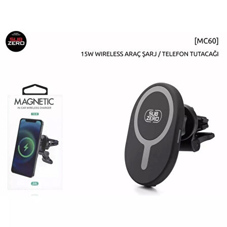 Subzero INNOVAR MC60 15W Magnetic Kablosuz Araç Şarj&Telefon Tutacagı