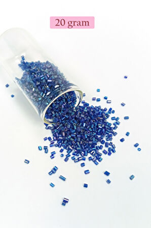 Kesme Cam Boncuk 2mm - 20 Gram - Koyu Mavi -BNC344