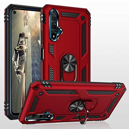 Gpack Huawei Nova 5t Kılıf Vega Standlı Yüzüklü MıknatıslıNano Glass