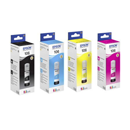 Epson 106 Ecotank Photoink 4'lü Renk Mürekkep Kartuş Seti L7160 L7180