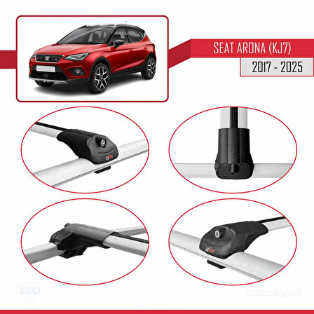 Seat Arona (KJ7) 2017 ve Sonrası ile Uyumlu ACE-1 Ara Atkı Tavan Barı Gri 2 Adet