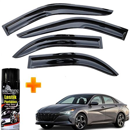 Hyundai Elantra Mügen Cam Rüzgarlığı 2021 Sonrası 4 Lü Takım +500ml Lastik Parlatıcı