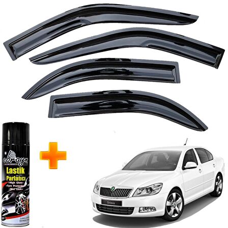 Skoda Octavia A5 Mügen Cam Rüzgarlığı 2005-2012 Arası 4 Lü Takım +500ml Lastik Parlatıcı