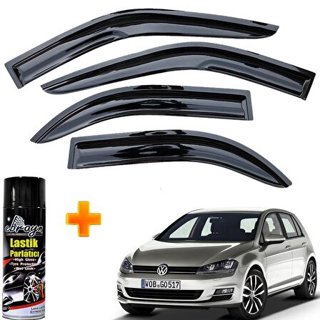 Vw Golf 7 Mügen Cam Rüzgarlığı 4 Lü 2013-2020 Arası 4 Lü Takım +500ml Lastik Parlatıcı