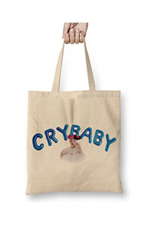 Melanie Martinez Cry Baby Beyaz Bez Çanta Uzun Saplı Alışveriş Çantası Plaj Çantası
