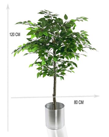 Yapay Ağaç Benjamin 120 cm 1.Kalite Paslanmaz Saksıda Yapay Çiçek Dekoru