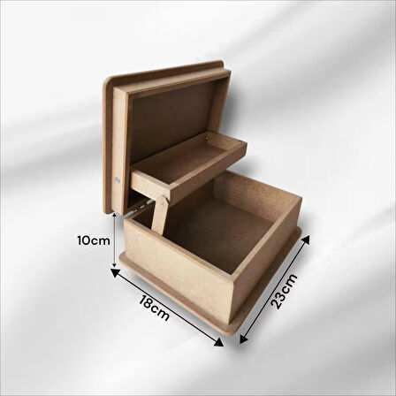 Ahşap Boyanabilir Asansörlü-makyaj-aksesuar Dekoratif Çok Amaçlı Takı Kutusu