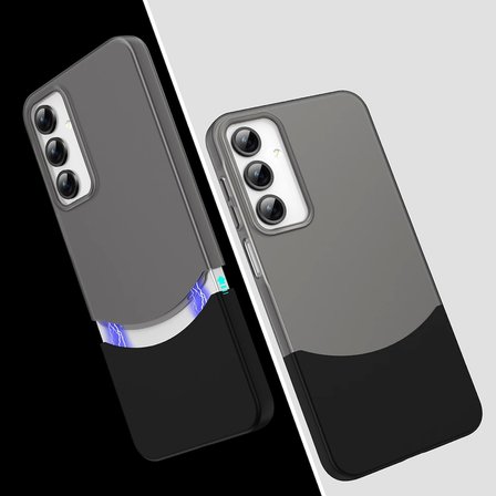 Samsung Galaxy A35 Kılıf Magsafe Şarj Duble 1.7mm Kapak Kart Bölmeli Lacivert Siyah Gri Renkleriyle