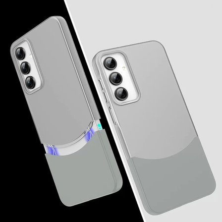 Samsung Galaxy A35 Kılıf Magsafe Şarj Duble 1.7mm Kapak Kart Bölmeli Lacivert Siyah Gri Renkleriyle