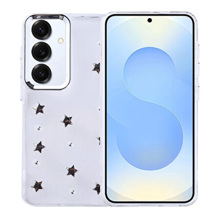 Samsung Galaxy S24 Plus Kılıf Airbag Tasarımlı Simli Şeffaf Lopard Kutup Kapak