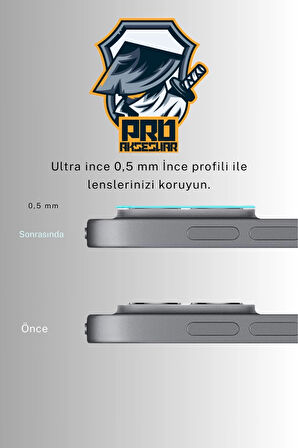 Apple iPad Pro11/13 2024, Pro 12.9/11 Inch (2022/2021/2020) Siyah Çerçeveli Lens Koruma Parlak Renkli Kamera Koruyucu 0.5mm  İnce Cam 3d kamera cam