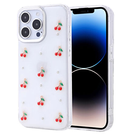 Apple İphone 14 Pro Kılıf Airbag Tasarımlı Simli Şeffaf Lopard Kutup Kapak
