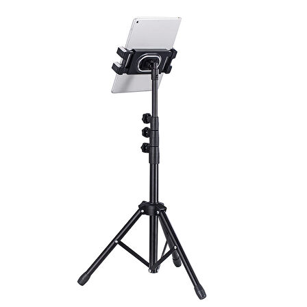 iPad, iPhone, Tab, Samsung 145cm Dört Kademeli Metal Boru Tablet Ve Telefon Tutuculu Tripod Adv-306 - Siyah