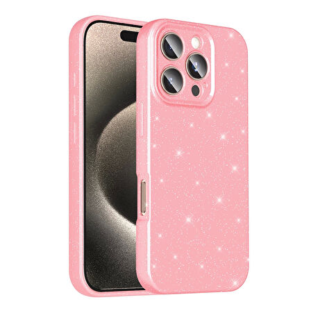 Apple İphone 16 Pro Kılıf Simli Işılıtılı Renkli Parlak Kamera Korumalı Silikon Kapak Koton