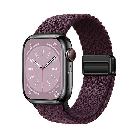 Apple Watch 7 45mm Lopard Krd-134 Örgü Tasarımlı Hasır Kordon Strap Kayış