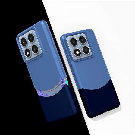 Xiaomi 14t Pro Kılıf Magsafe Şarj Duble 1.7mm Kapak Kart Bölmeli Lacivert Siyah Gri Renkleriyle