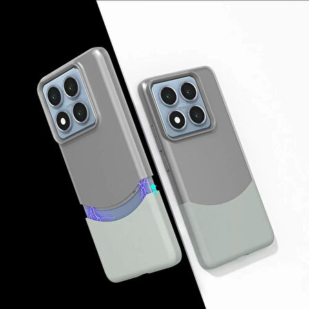 Xiaomi 14t Pro Kılıf Magsafe Şarj Duble 1.7mm Kapak Kart Bölmeli Lacivert Siyah Gri Renkleriyle